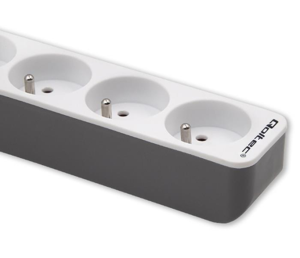 Qoltec Listwa zasilająca - 6 gniazd, 1.8m, biało-szara - 1122525 - zdjęcie 3